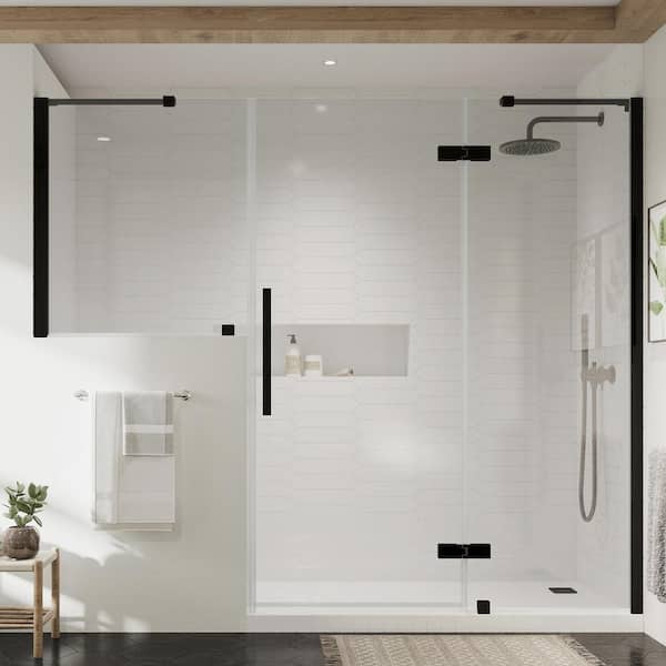 OVE Decors Tampa 82 1/8 in. W x in. H Pivot Frameless Door in Oil Rubbed Bronze with Buttress Panel