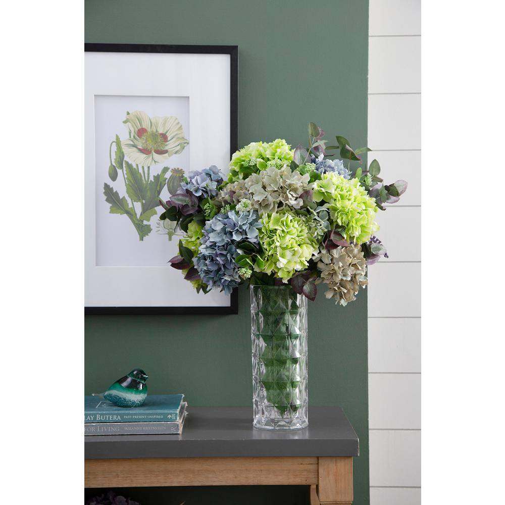 14'' Multi Blue Faux Hydrangea Set for Tabletop Decor