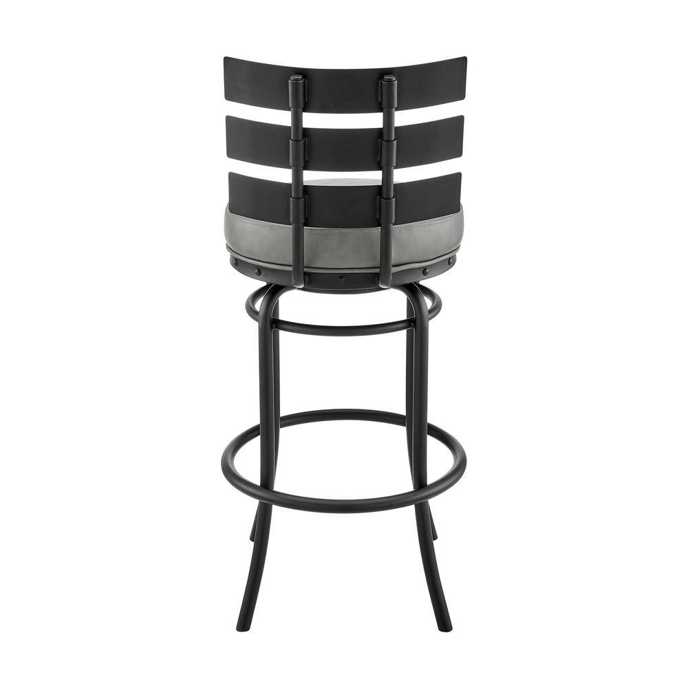 Chic Industrial Edge Adjustable Gray Faux Leather Swivel Stool