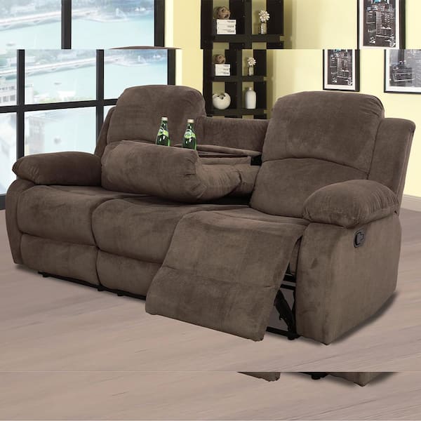 Star Home Living Judy 82 in. Round Arm Fabric Rectangle Reclining Sofa in Brown