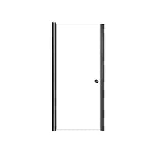 Lyna 32 in. W x 70 in. H Pivot Frameless Shower Door in Matte Black with Clear Glass
