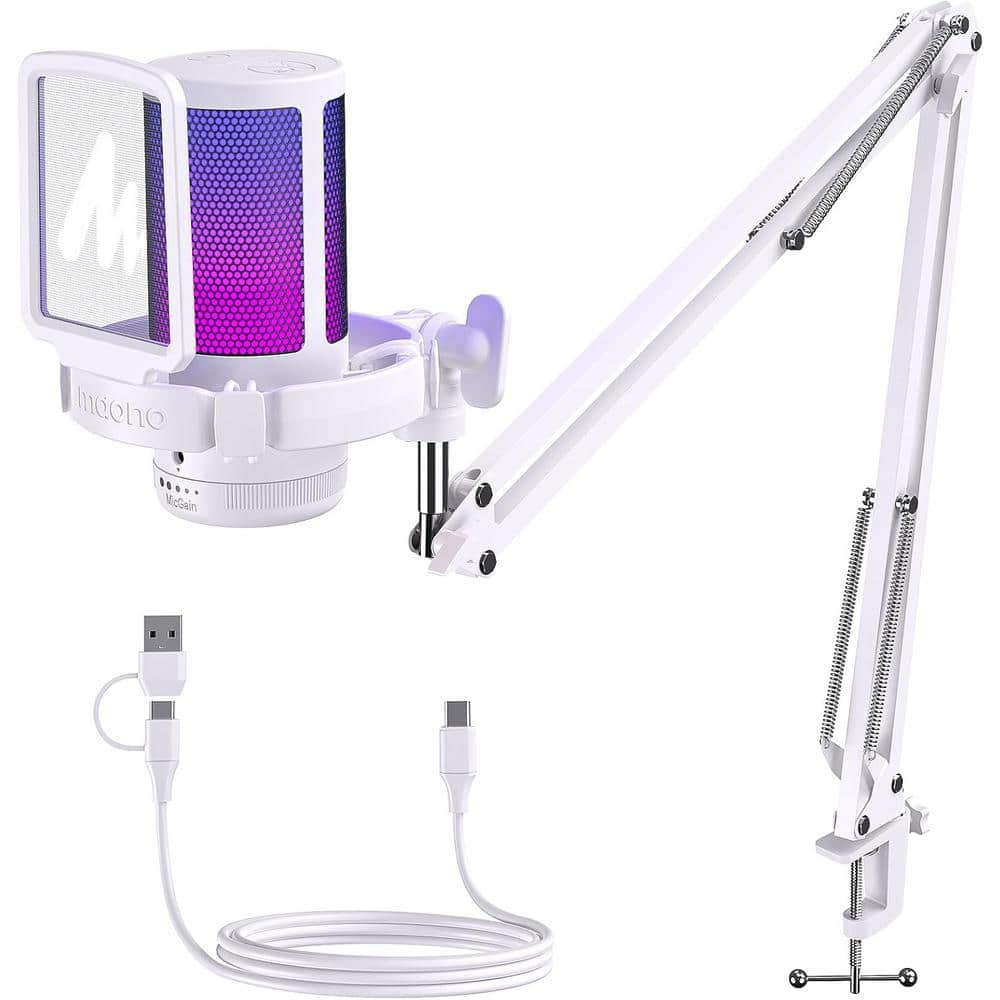 USB Gaming Microphone with Noise Cancellation, Computer PC Condenser Mic and RGB Light in White price history on PriceWatchPro