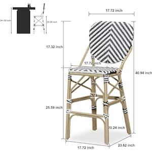 Modern Aluminum PE Rattan Counter Height Outdoor Bar Stool with Back for Pool Garden Kitchen Island (2-Pack)