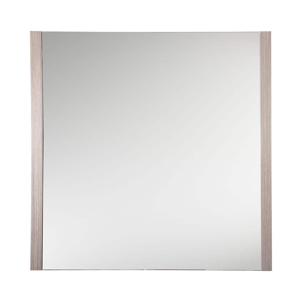 Gray Oak Frameless Rectangular Bathroom Vanity Mirror