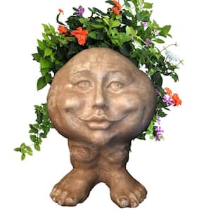 14 in. Stone Wash Mama Petunia the Muggly Statue Face Planter Holds 6 in. Pot