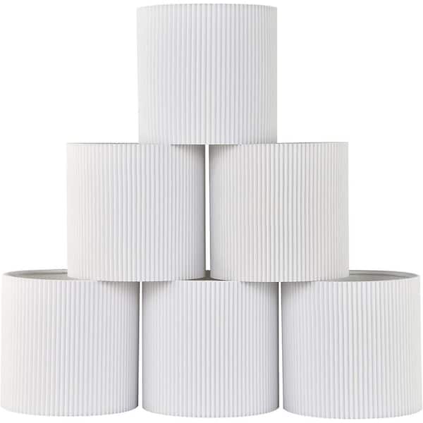 5.2 in. White Fabric Clip-on Handmade Chandelier Drum Lamp Shades, 5.4 in. Fitter, 6-Pack