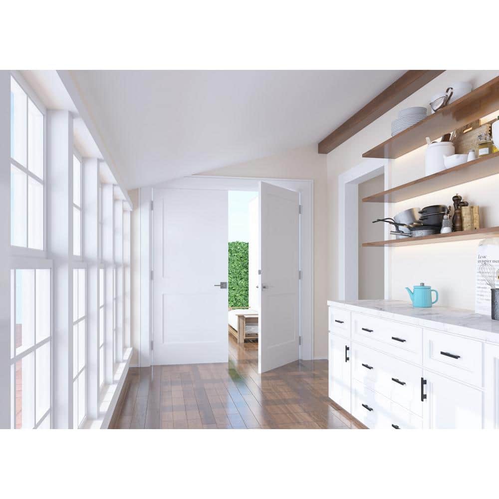 60 in. x 80 in. White Solid Core Double Prehung French Door