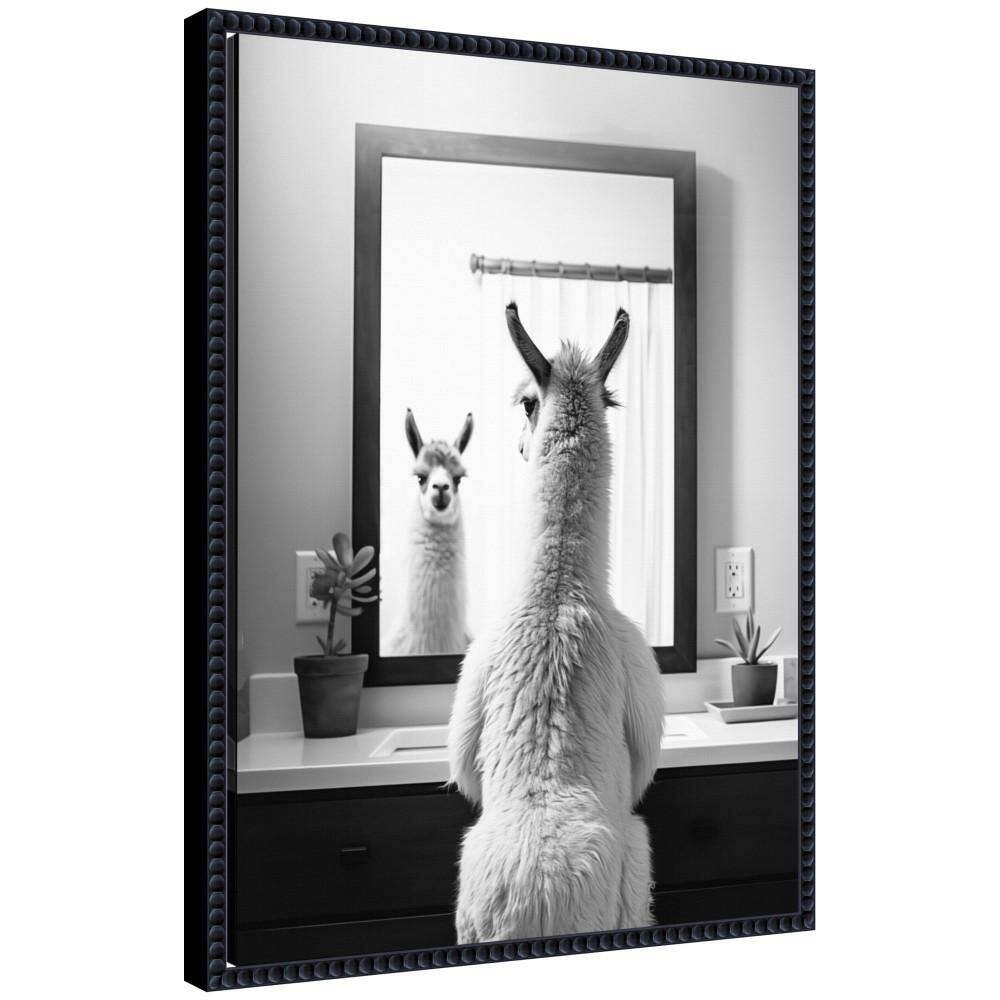 "Sylvie ""Llama Bathroom Art Mirror"" by The Creative Bunch Studio Beaded Black Framed Art Print 18 in. x 24 in." price history on PriceWatchPro