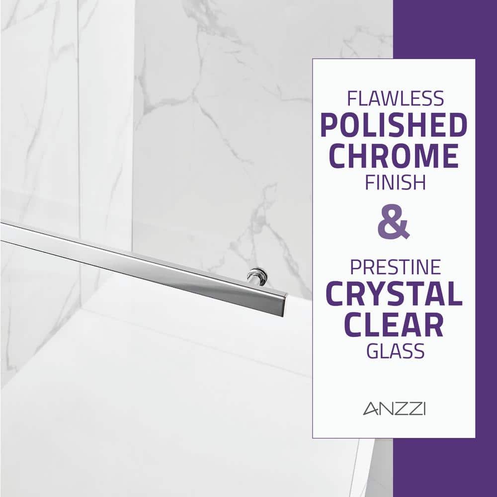 Myth 28" x 56" Frameless Hinged Tub Door in Polished Chrome