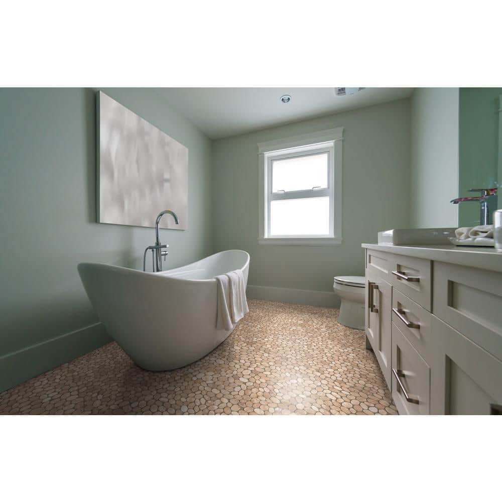 Tan Tumbled Marble Pebble Mosaic Tile for Walls and Floors