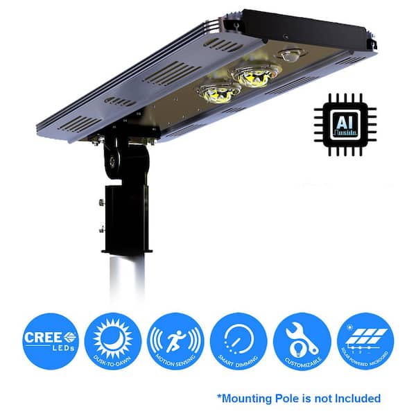 Commercial LED Solar Parking Lot Street Light Dusk To Dawn Motion Auto Sensor 