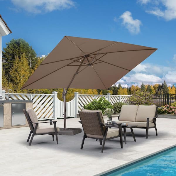 PURPLE LEAF 9 ft. x 11.5 ft. Cantilever Patio Umbrella Bronze Colored Aluminum Offset 360° Rotation Umbrella in Taupe
