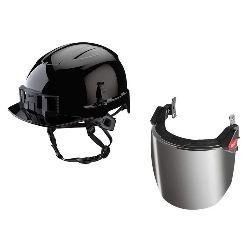 BOLT Black Type 2 Class E Front Brim Non-Vented Safety Helmet W/ BOLT Mirrored Dual Coat Lens Full Face Shield price history on PriceWatchPro