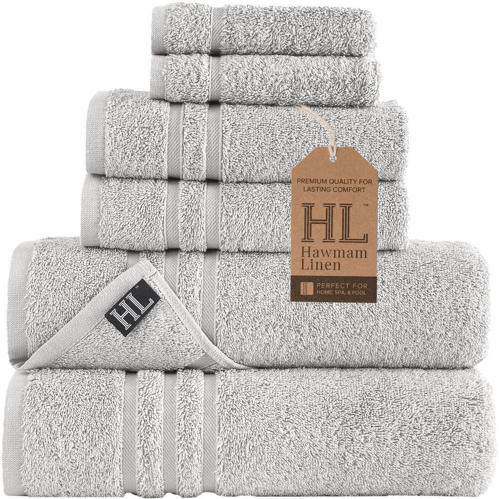 Hawmam Linen Ice Silver 6-Piece Bath Towels Set for Bathroom Original ...
