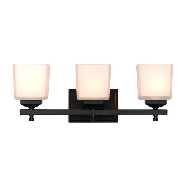 Bel Air Lighting 3-Light Rubbed Oil Bronze Cubed Bronze Wall Sconce