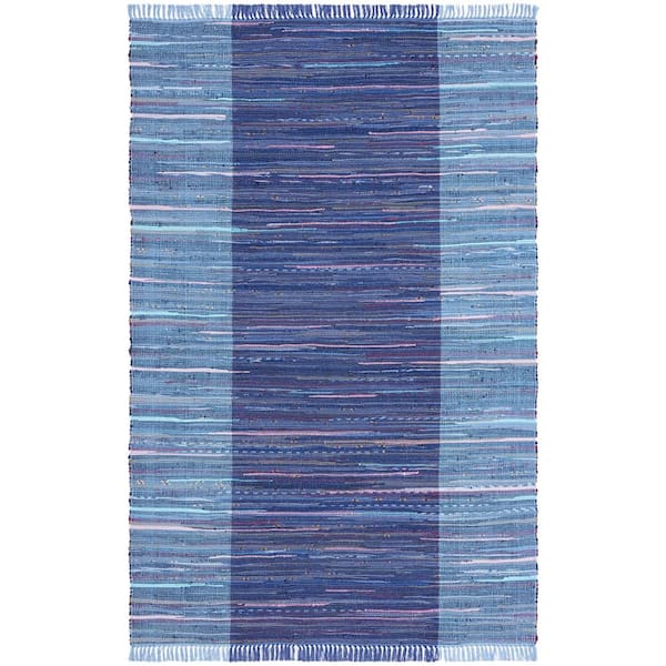 Rag Navy/Blue Doormat 2 ft. x 3 ft. Multi-Striped Area Rug