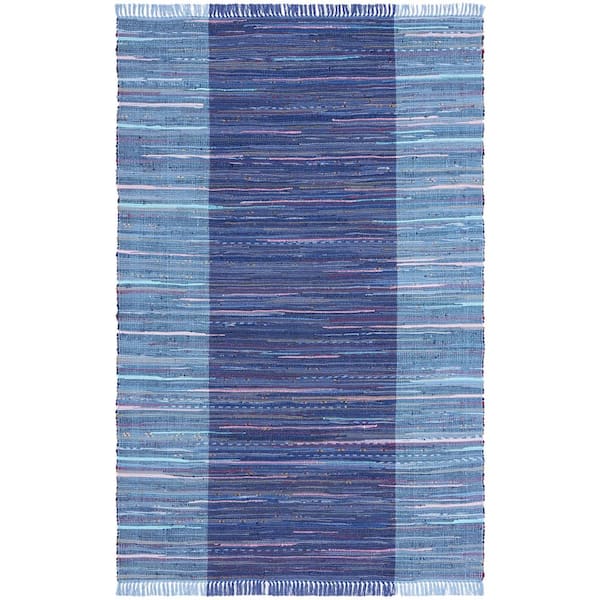 SAFAVIEH Rag Rug Navy/Blue Doormat 3 ft. x 5 ft. Multi-Striped Area Rug