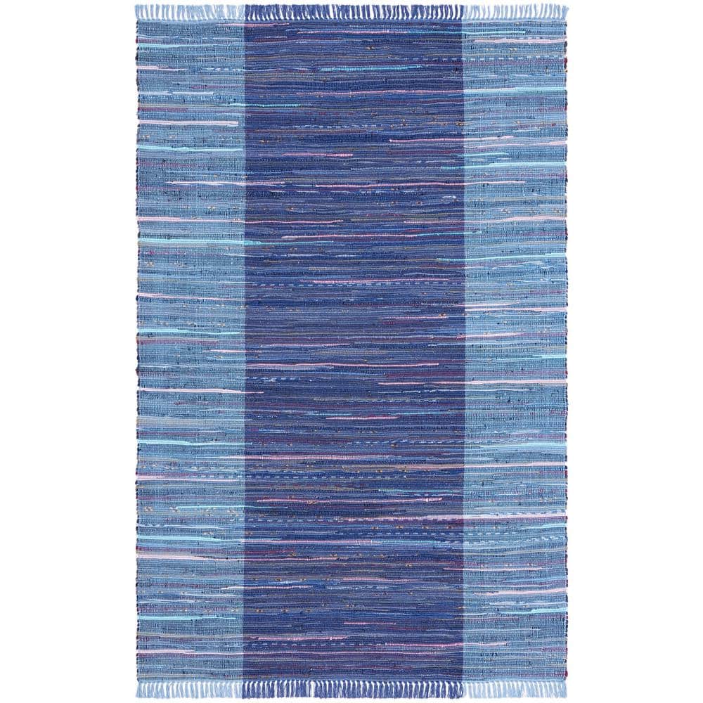 Coastal Charm Blue & Multi Handwoven Cotton Rag Rug - 5' x 8'