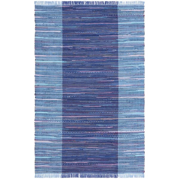 SAFAVIEH Rag Rug Navy/Blue 5 ft. x 8 ft. Multi-Striped Area Rug