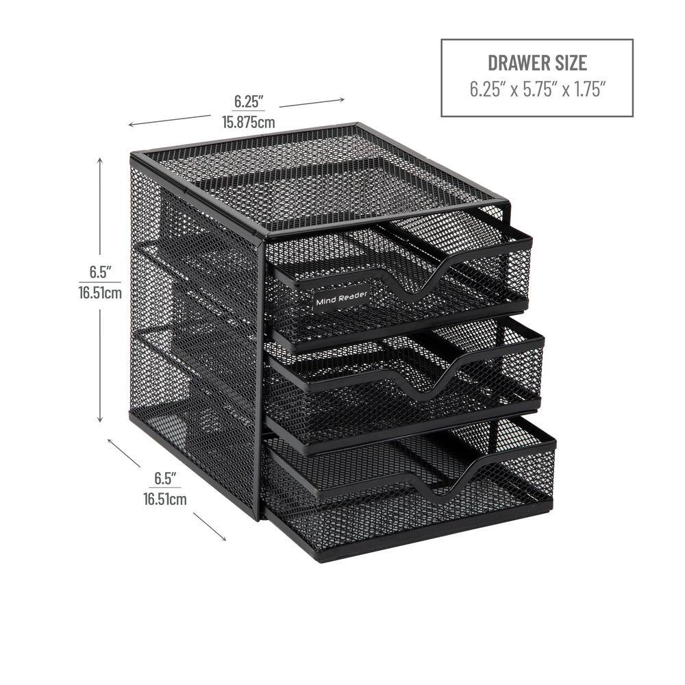 Black Metal Mesh 3-Drawer Desktop Organizer