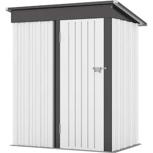 5 ft. W x 3 ft. D Outdoor Storage White Metal Shed with Sloping Roof and Lockable Door (16 sq. ft.)
