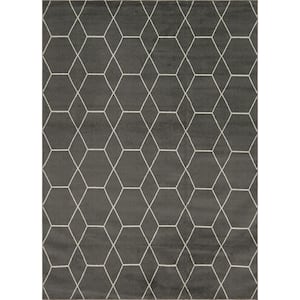 Trellis Frieze Dark Gray/Ivory 9 ft. x 12 ft. Geometric Area Rug