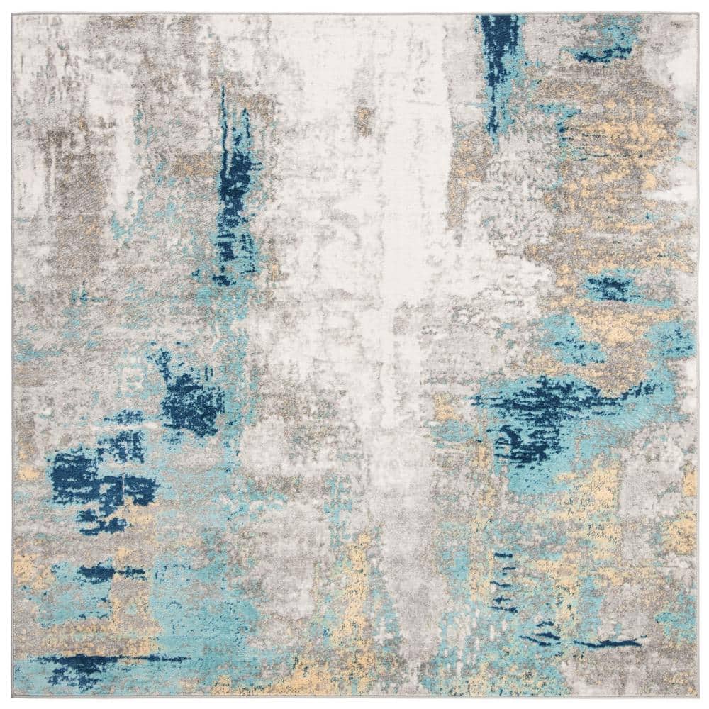 SAFAVIEH Jasper Gray/Gold 7 ft. x 7 ft. Square Abstract Distressed Area