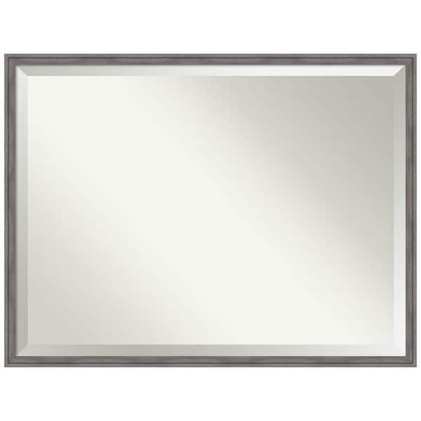 Amanti Art Florence Grey 41.75 in. x 31.75 in. Beveled Casual Rectangle Framed Wall Mirror in Gray