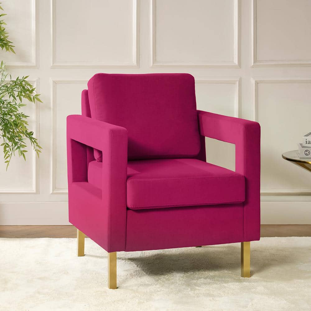 Fuchsia Velvet Accent Chair with Gold Metal Legs