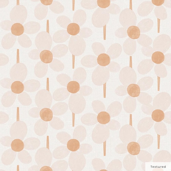 Tempaper Novogratz Blush Pink Flower Power Vinyl Peel and Stick Textured Wallpaper Roll (Covers 28 sq. ft. )