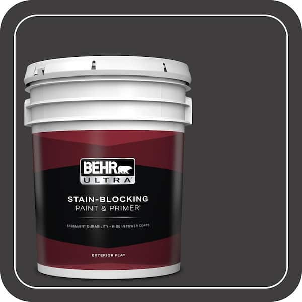 BEHR ULTRA 5 gal. #T13-3 Black Lacquer Flat Exterior Paint & Primer