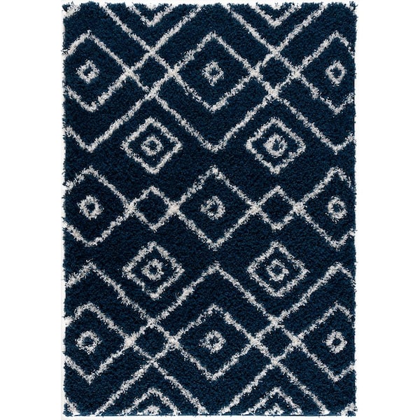 L'Baiet Alexia Navy 2 ft. x 3 ft. Shag Scatter Area Rug