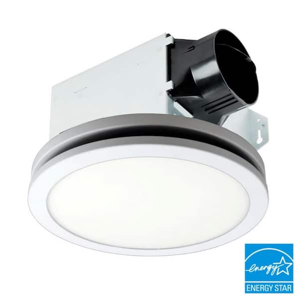 Integrity Series 100 CFM Ceiling Bathroom Exhaust Fan, LED Edge-Lit with Flat Round Panel, ENERGY STAR