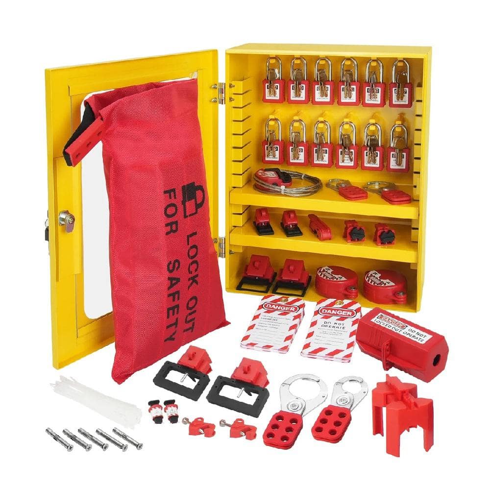 59-Piece Electrical Lockout/Tagout Kit with Padlocks, Hasps, Tags, Ties, Ci