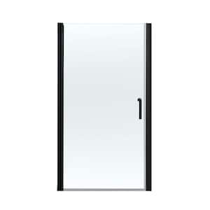 34 in. W x 72 in. H Pivot Swing Semi-Frameless Shower Door in Matte Black with Tempered Clear Glass