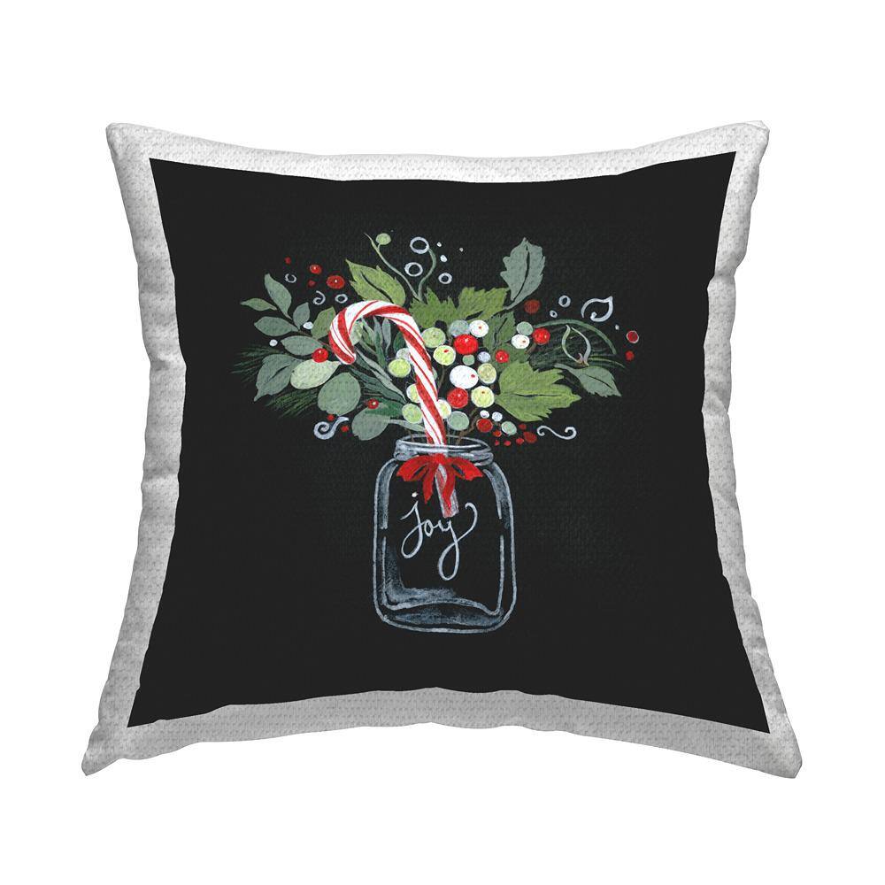 Joy Candy Cane Jar Black Square Outdoor Throw Pillow price history on PriceWatchPro