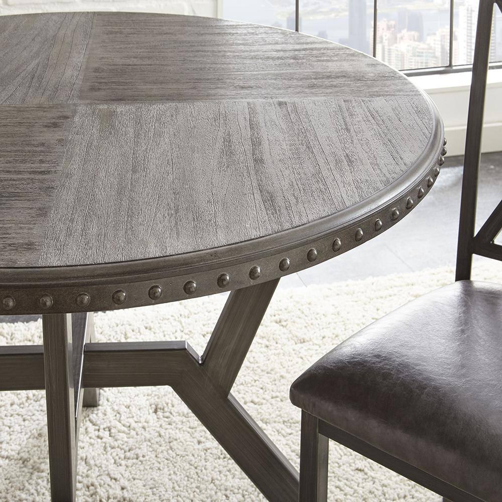 Modern Transitional 45" Round Wood Dining Table in Gray