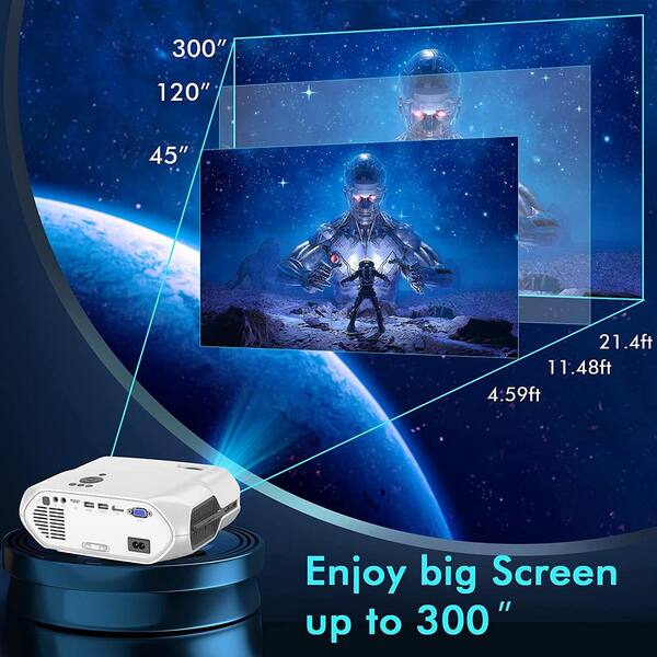 Etokfoks 1920 x 1080 Full HD LCD LED Lamp Mini Proyector with 10000 Lumens  Short Focal Length Home Projector MLSA11LT692 - The Home Depot