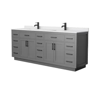 Beckett TK 84 in. W x 22 in. D x 35 in. H Double Bath Vanity in Dark Gray with White Cultured Marble Top