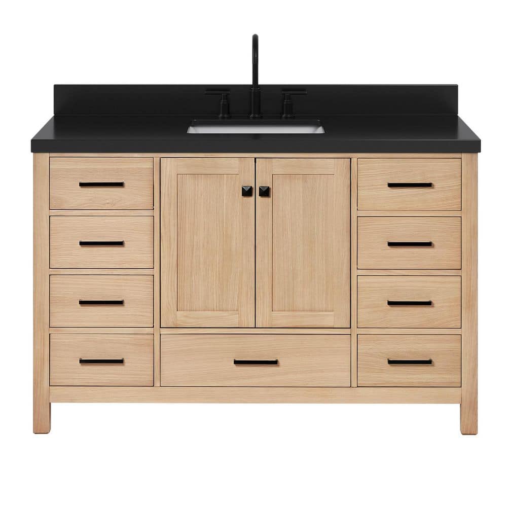 Cambridge 54 in. Single Sink Freestanding Bathroom Vanity in Oak with Carbon Black Quartz Top price history on PriceWatchPro