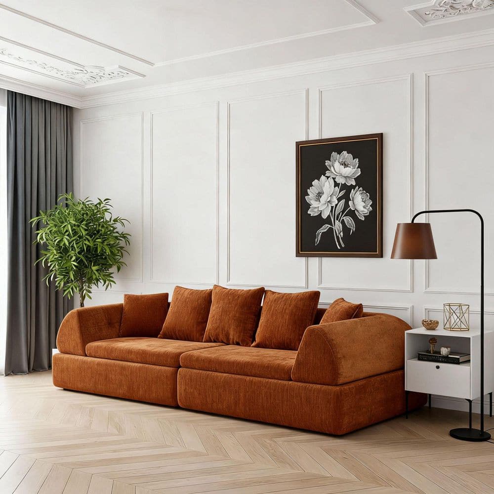 Noble House Aldwick Modern 104.33 in. Fabric Upholstery Rectangle