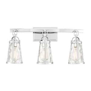 Albany 24 in. W x 11.38 in. H 3-Light Polished Chrome Bathroom Vanity Light with Clear Glass Shades