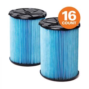 Fine Dust Pleated Paper Wet/Dry Vac Replacement Cartridge Filter for Most 5 Gal and Larger RIDGID Shop Vacuums (16-Pack)