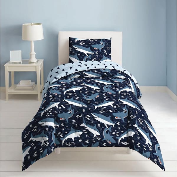 Dream Factory Sharks 2-Piece Navy Sharks Twin Comforter Set