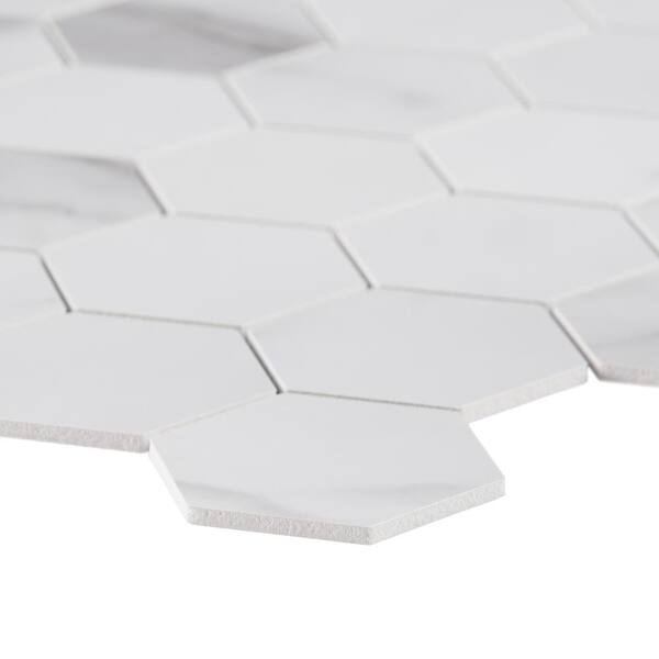 Bond Tile Easy Luxe Hex Calacatta 11.61 in. x 11.81 in. SPC Peel and Stick Tile (0.95 Sq. Ft. / Sheet)