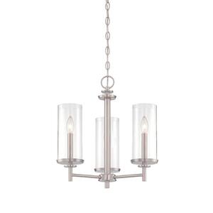 Nuvo Odeon 3 Light Chandelier with Satin White Glass convertible up/down 