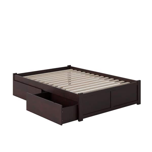 Concord Espresso Full Platform Bed with Flat Panel Foot Board and 2-Urban Bed Drawers