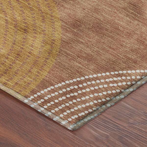 Mayfield Premium Machine Washable Abstract AMF2281 Copper 3 ft. x 5 ft. Area Rug