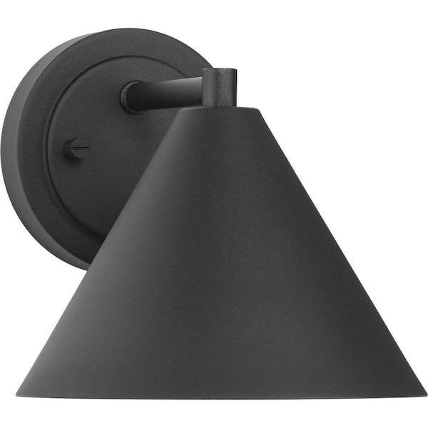 Progress Lighting 1-Light Textured Black Outdoor Lantern Ward Urban Industrial Wall Sconce No Bulbs Included