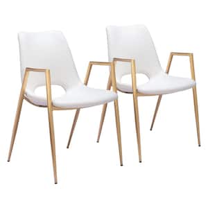 Desi White and Gold Faux Leather Dining Chair - (Set of 2)